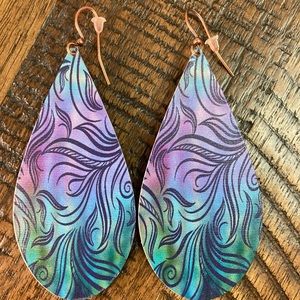 DC Designs - Purple Green Blue Abstract Art Layered Earrings